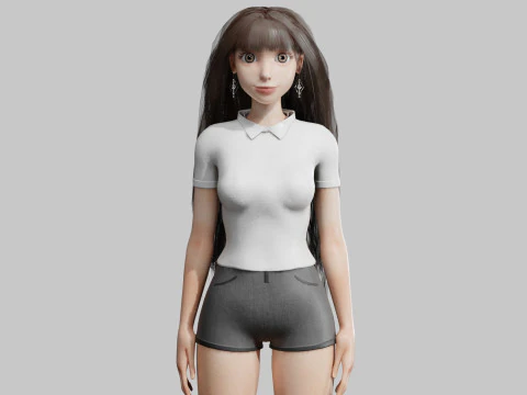 Cute Cartoon woman V37906 3D Model