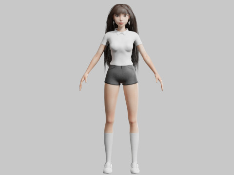 Cute Cartoon woman V37906 Model 3D