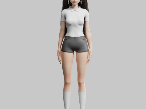 Cute Cartoon woman V37906 Model 3D