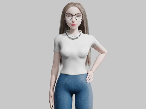 Cute cool woman V37483 3D मॉडल