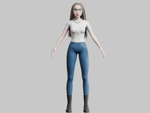 Cute cool woman V37483 3D 模型