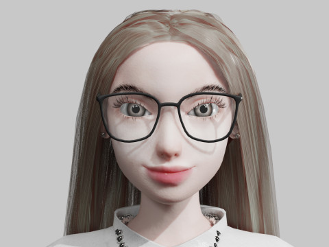 Cute cool woman V37483 3D 模型