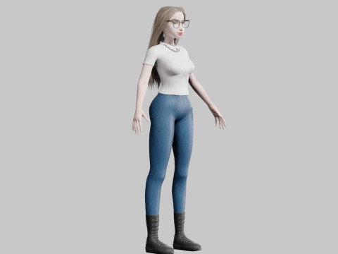 Cute cool woman V37483 3D 模型
