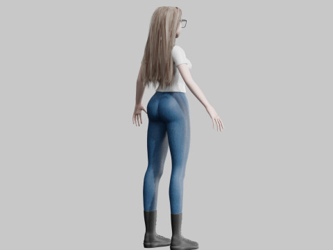 Cute cool woman V37483 3D 模型