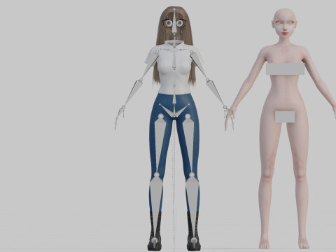Cute cool woman V37483 3D 模型