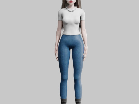Cute cool woman V37483 3D 模型