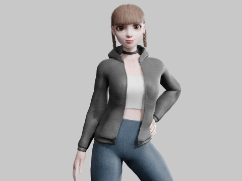 Cute stylized woman V29232 Modèle 3D