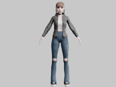 Cute stylized woman V29232 3D Model