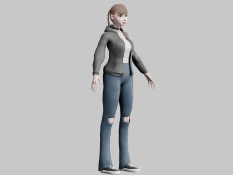 Cute stylized woman V29232 3D Model