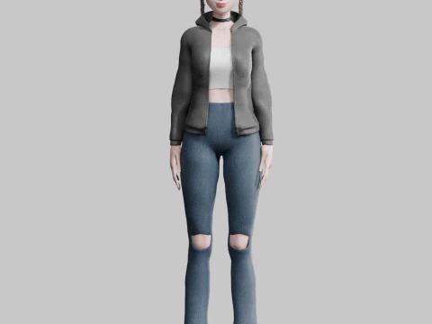 Cute stylized woman V29232 3D Model