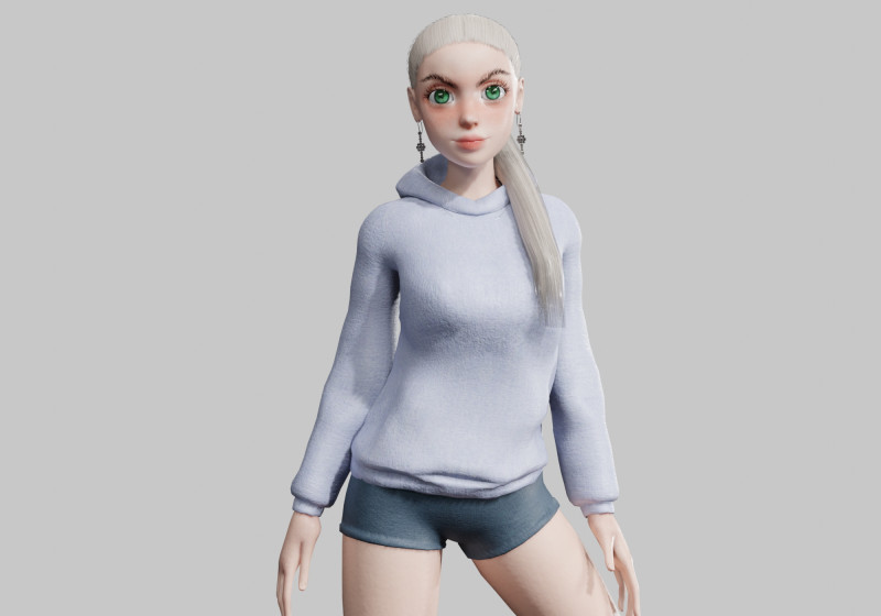 Cute teen woman V25452 Model 3D .c4d .max .obj .3ds .fbx .stl .blend