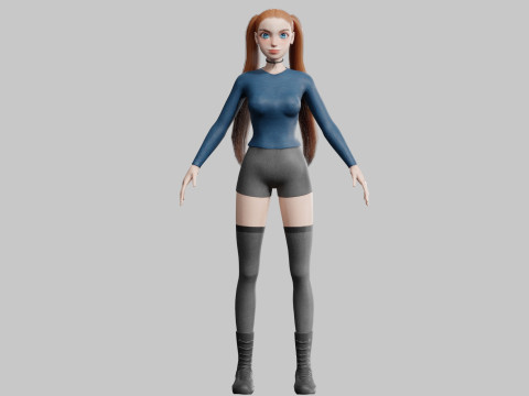Cute Young Woman V27144 3D Модель