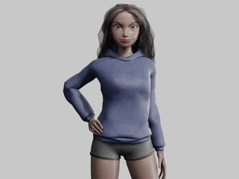 Pretty Cartoon woman V38843 3D Model