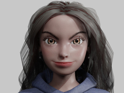 Pretty Cartoon woman V38843 3D Model