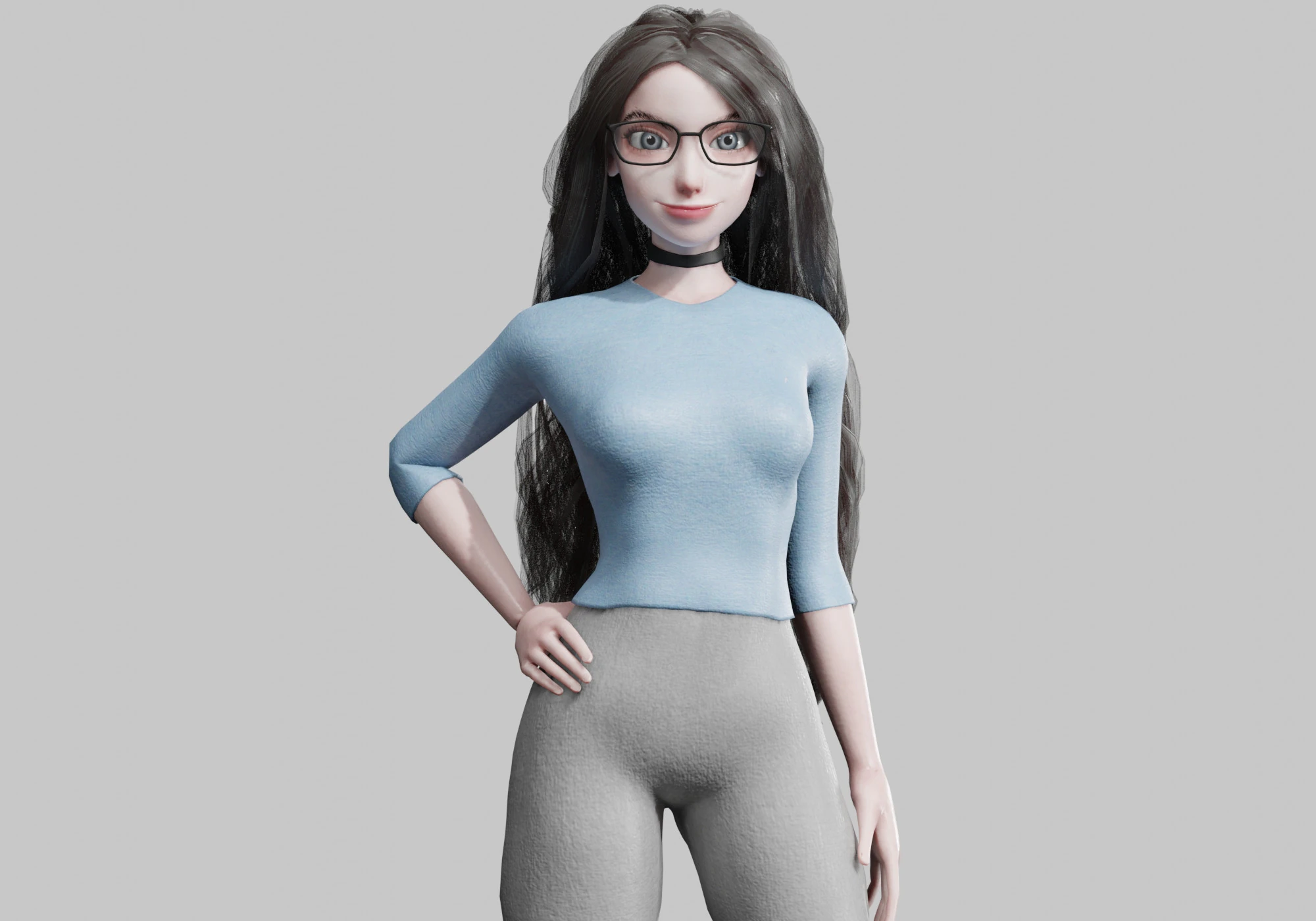 Game ready low poly anime woman character human Loading 3D Model .c4d .max .obj .3ds .fbx .stl .blend 