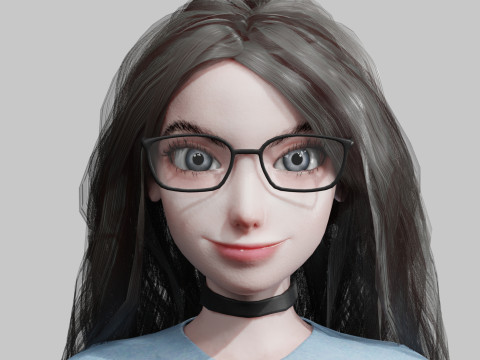 Game ready low poly anime woman character human Loading Model 3D
