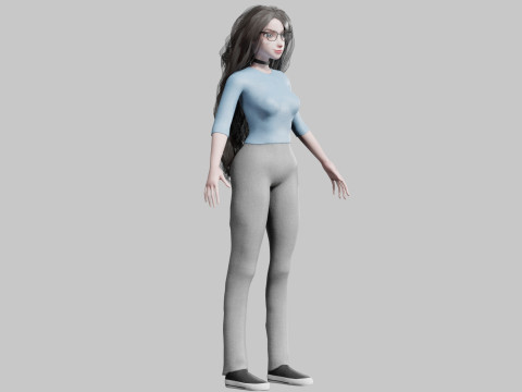 Game ready low poly anime woman character human Loading Model 3D