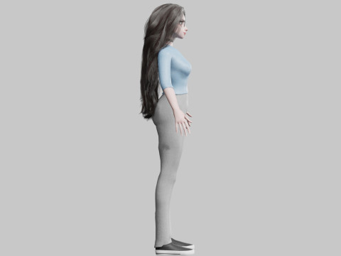 Game ready low poly anime woman character human Loading Model 3D