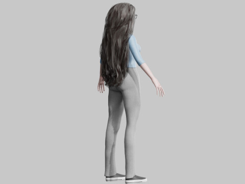 Game ready low poly anime woman character human Loading Model 3D