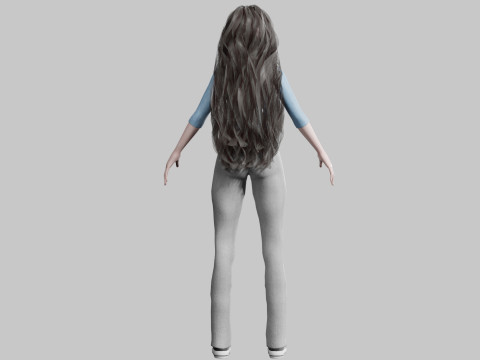 Game ready low poly anime woman character human Loading Model 3D