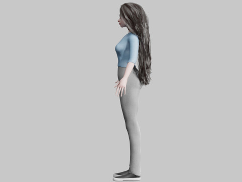 Game ready low poly anime woman character human Loading Model 3D