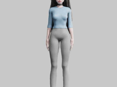 Game ready low poly anime woman character human Loading Model 3D