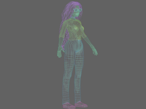 Game ready low poly anime woman character human Loading Model 3D