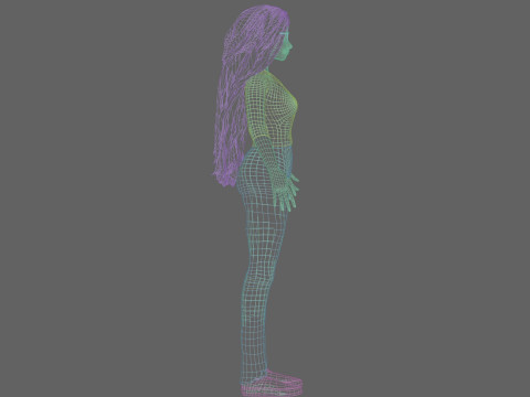 Game ready low poly anime woman character human Loading Model 3D