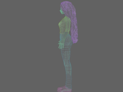 Game ready low poly anime woman character human Loading Model 3D