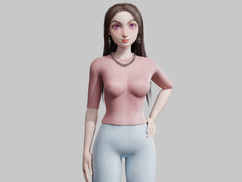 Pretty teen Woman V28781 3D 模型