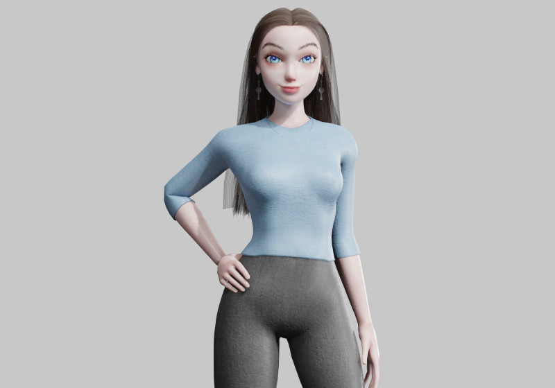 Teen cute Woman V28305 3D Модель .c4d .max .obj .3ds .fbx .stl .blend