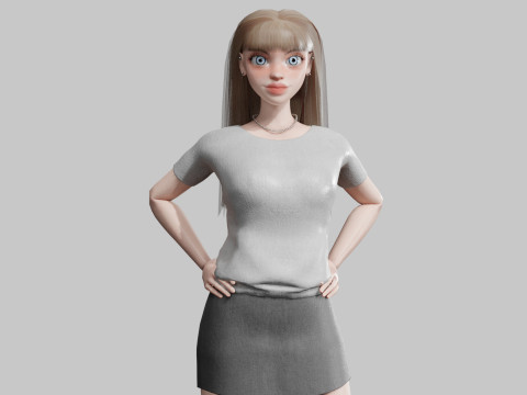 Young cute Woman V25217 3D 모델