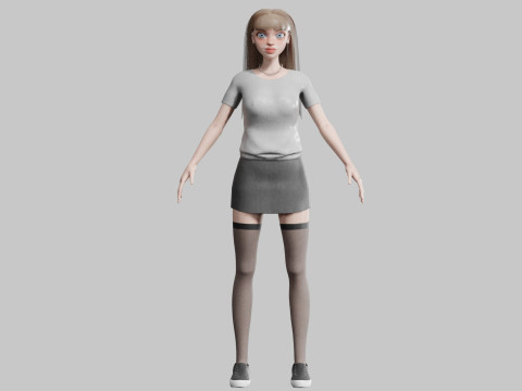 Young cute Woman V25217 Modello 3D