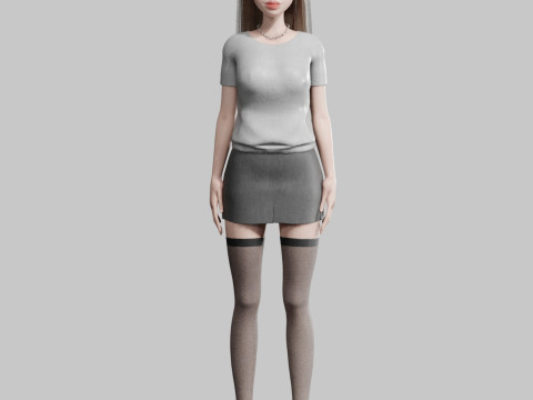 Young cute Woman V25217 Modello 3D