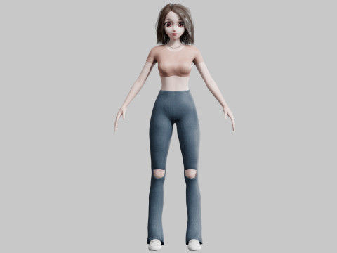 Anime Basic Girl V32360 Modello 3D