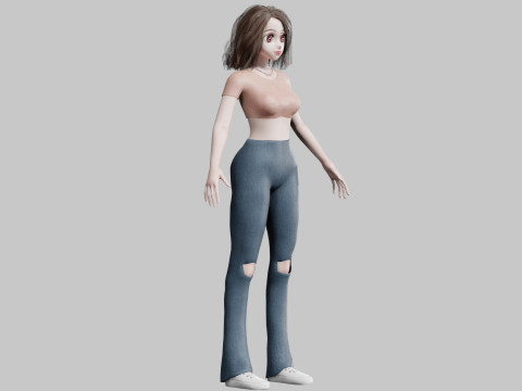 Anime Basic Girl V32360 Modello 3D