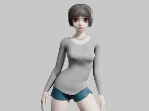 Anime Beautiful Girl V34217 3D Model