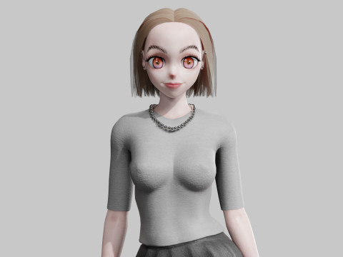 Anime Cartoon Girl V32793 3D-Modell