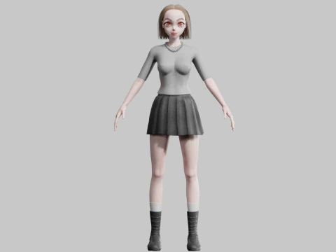 Anime Cartoon Girl V32793 3D Model