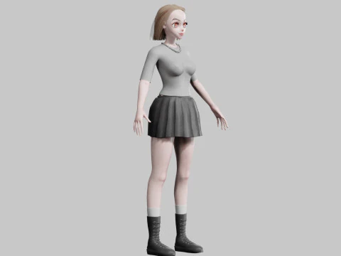 Anime Cartoon Girl V32793 3D Model