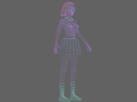 Anime Cartoon Girl V32793 3D Model