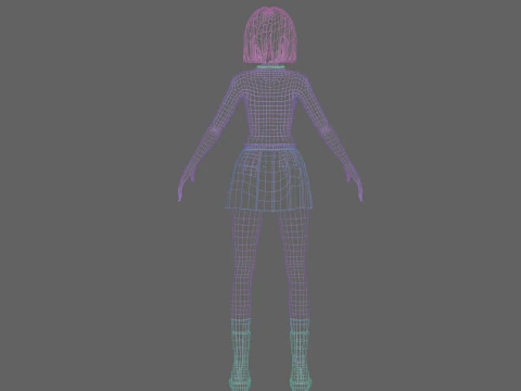 Anime Cartoon Girl V32793 3D Model