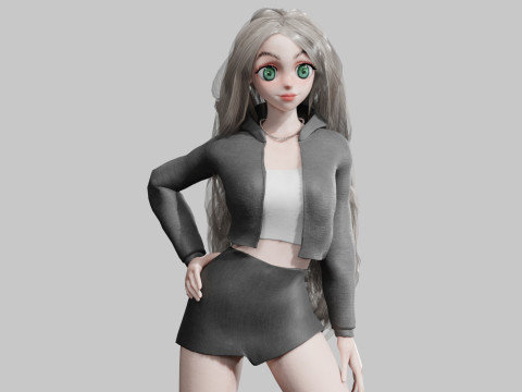 Anime cool Girl V42601 Modello 3D