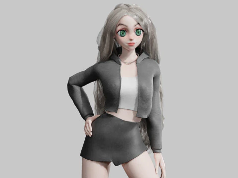 Anime garota legal V42601 Modelo 3D