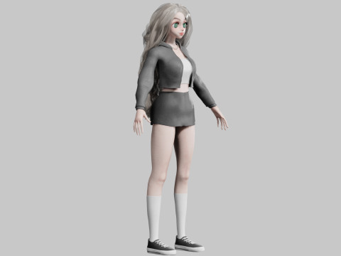 Anime cool Girl V42601 3D Модель