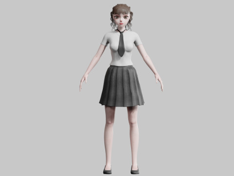 Anime school Girl V23786 3D Модель