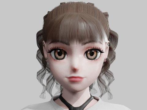 Anime school Girl V23786 3D Модель