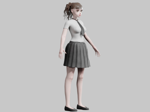 Anime school Girl V23786 3D Модель