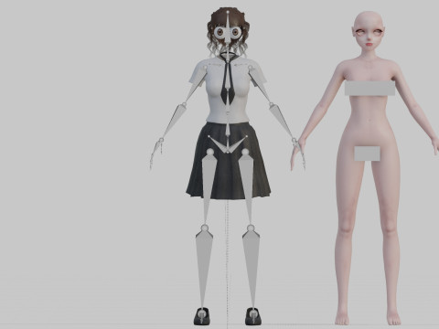 Anime school Girl V23786 3D Модель