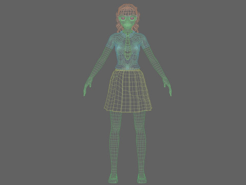 Anime school Girl V23786 3D Модель